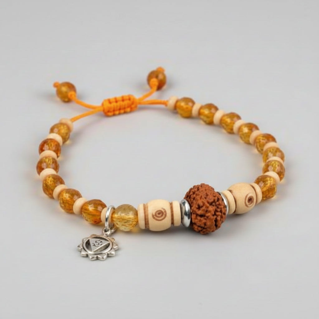 12 Mukhi Rudraksha and Citrine Bracelet - I