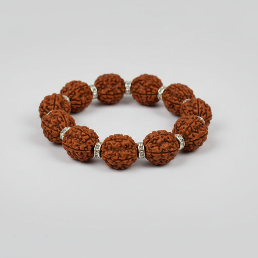 5 Mukhi Guru Bracelet with Designer Spacers - 15 mm