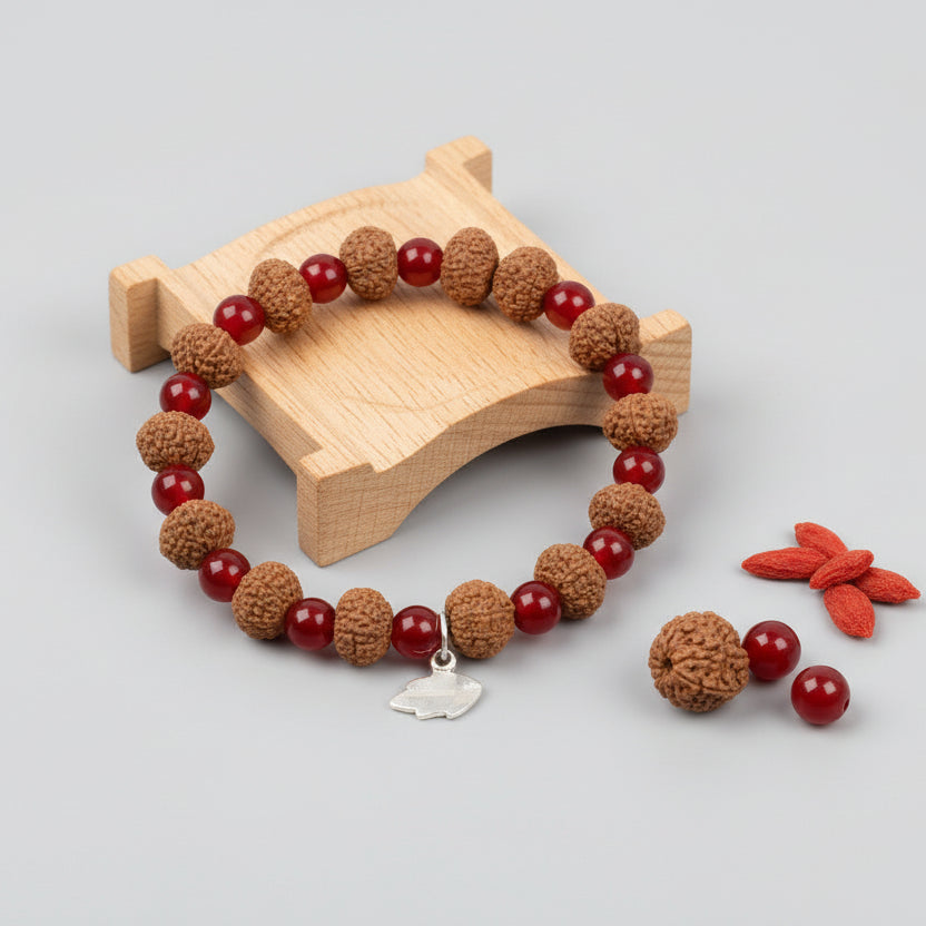 8 mukhi Ganesha Bracelet from Java with Red Agate Beads