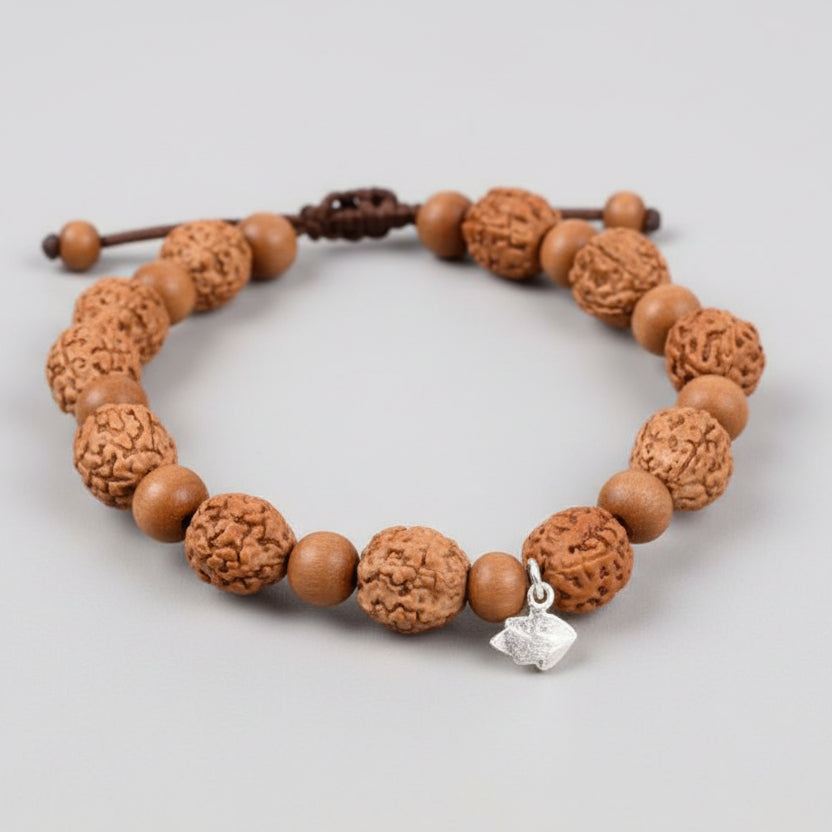 5 Mukhi Guru Bracelet from Java with Sandalwood Beads