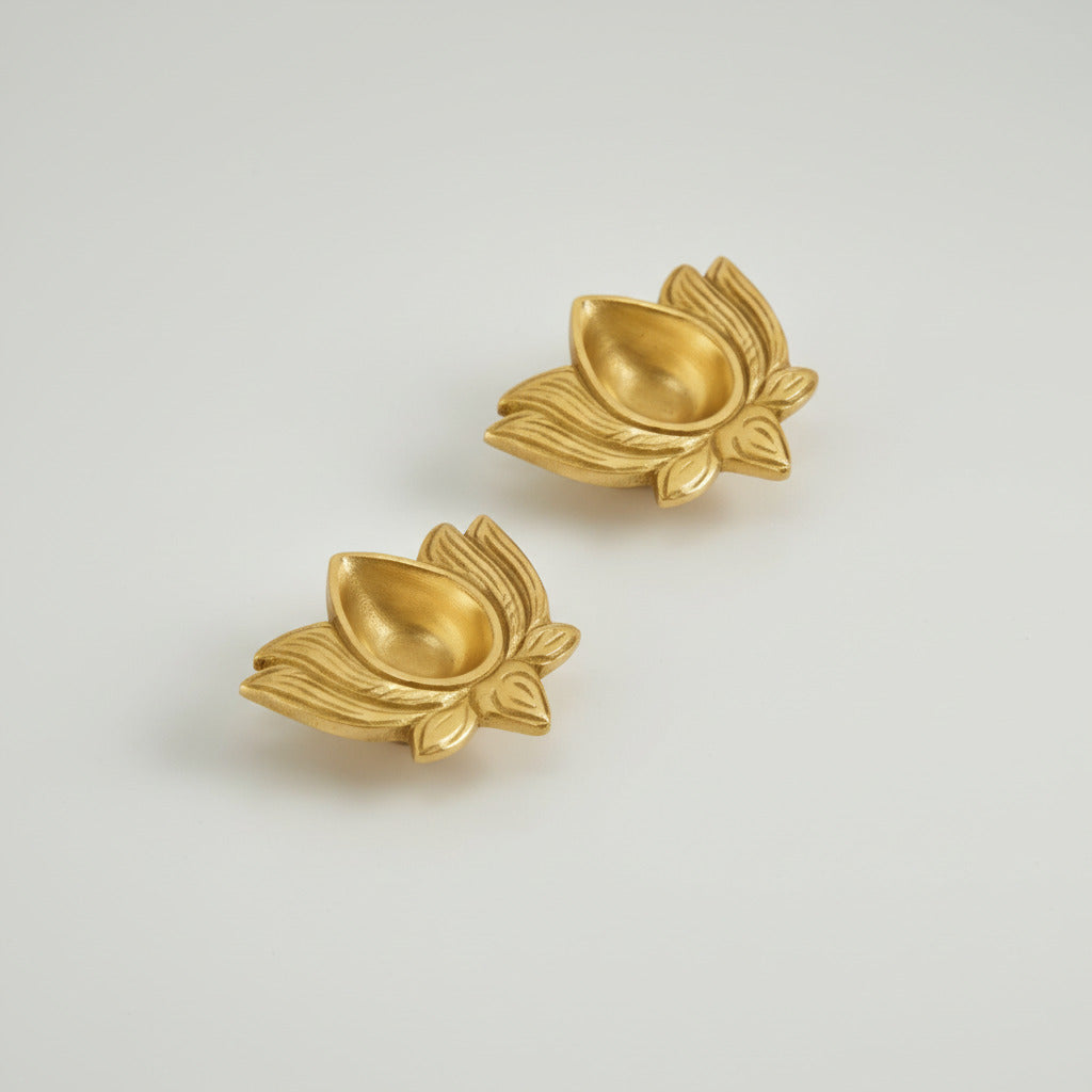Kamal Diya In Brass (Set Of 2)
