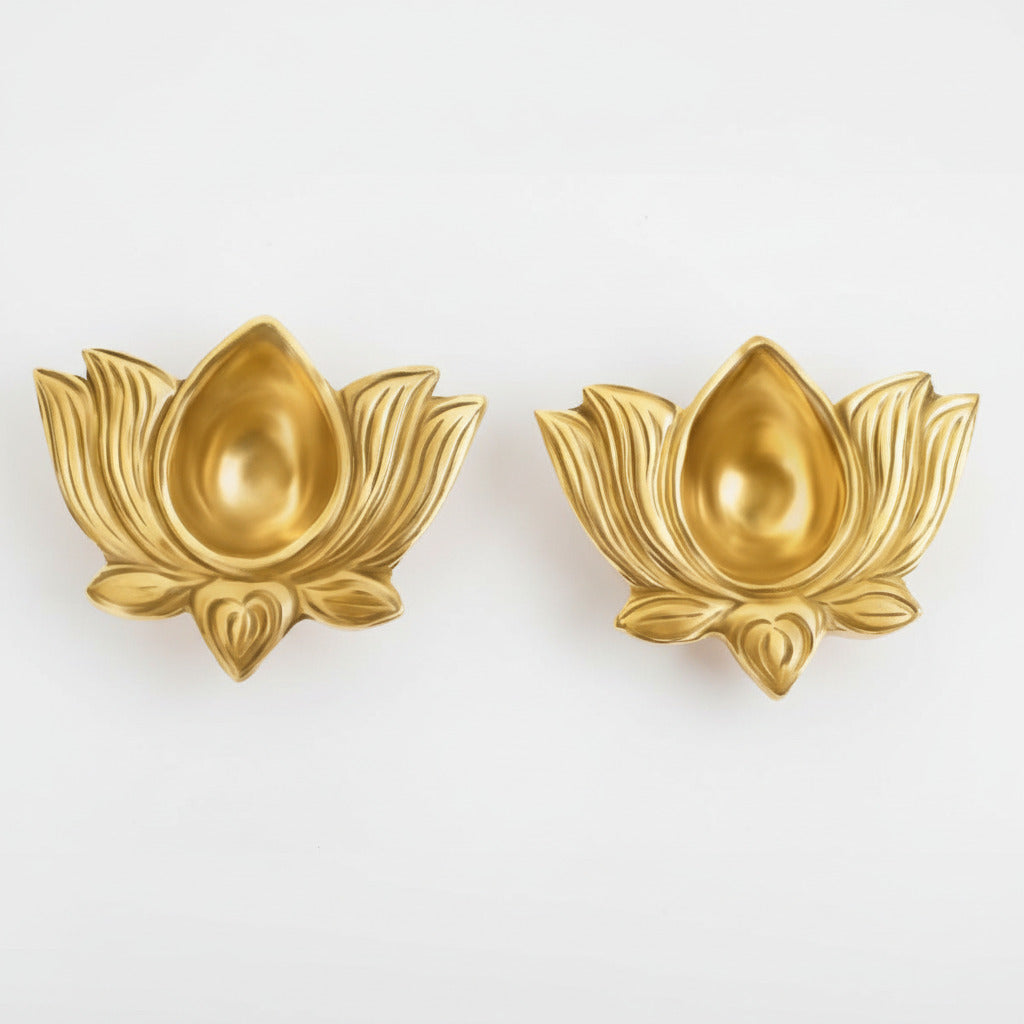 Kamal Diya In Brass (Set Of 2)