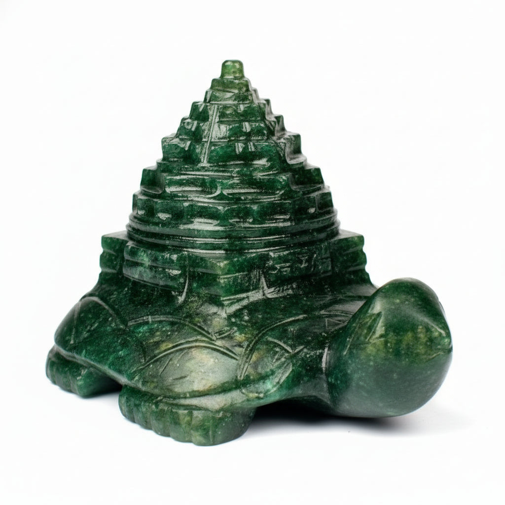 Kurma Shree Yantra in Green Jade 224 gms