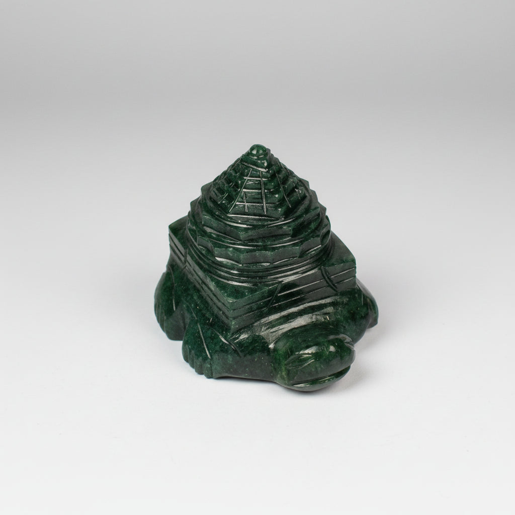 Kurma Shree Yantra in Green Jade 235 gms