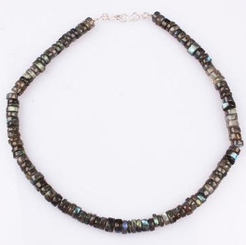 Labradorite Neckalce Washer Shape Beads (8 mm)-16 inches