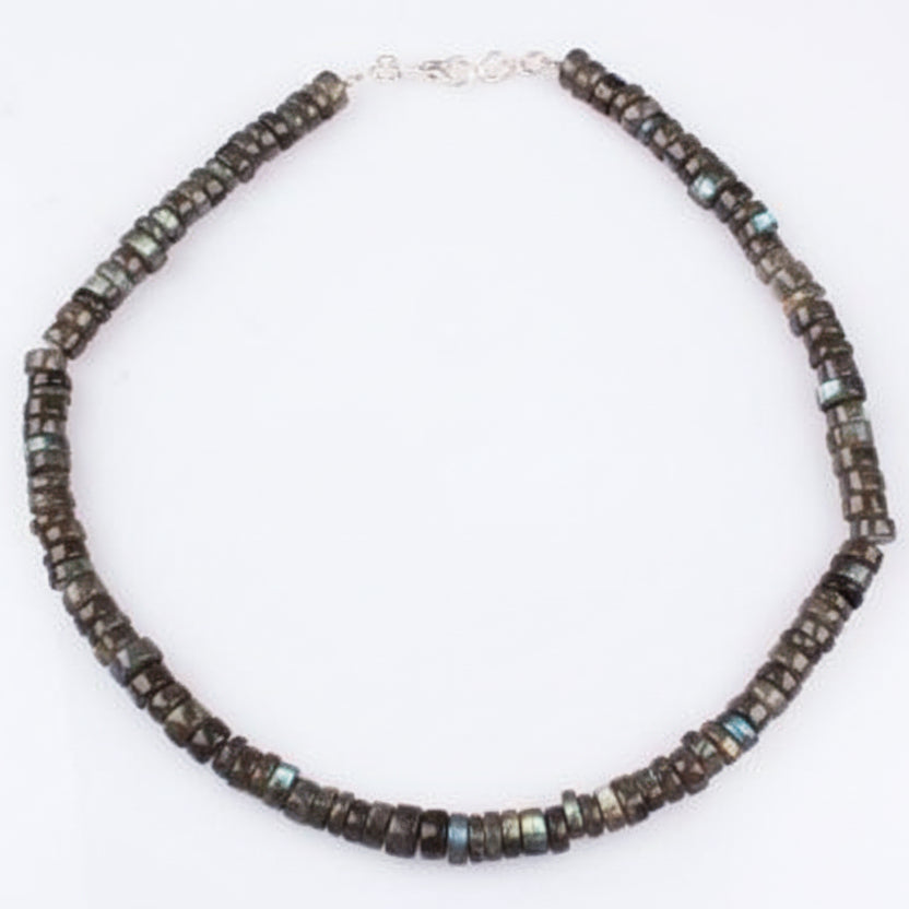 Labradorite Neckalce Washer Shape Beads (8 mm)-32 inches