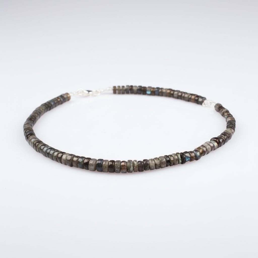 Labradorite Neckalce Washer Shape Beads (8 mm)-32 inches