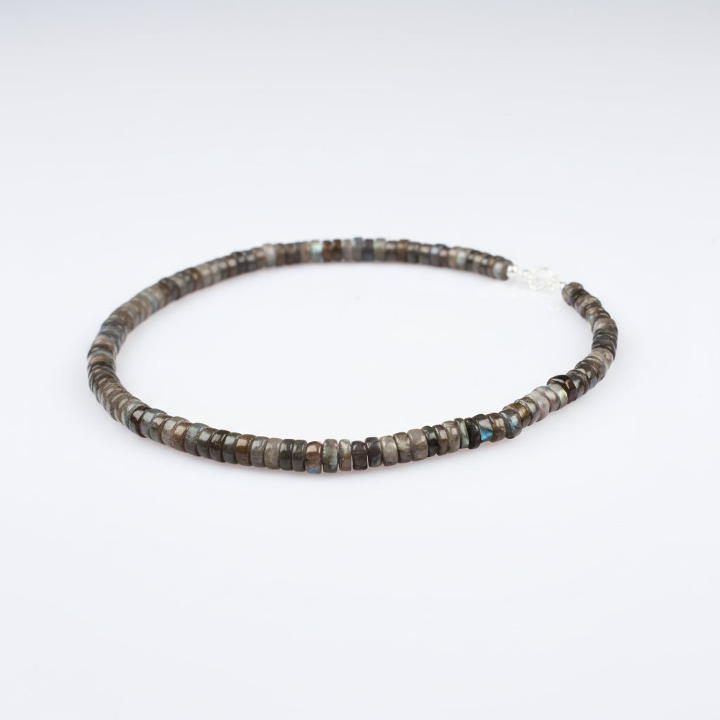 Labradorite Neckalce Washer Shape Beads (8 mm)-16 inches