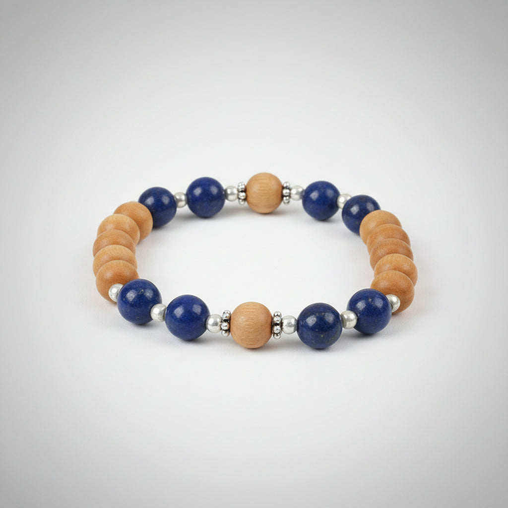 Lapis Lazuli and White Sandal Beads Bracelet