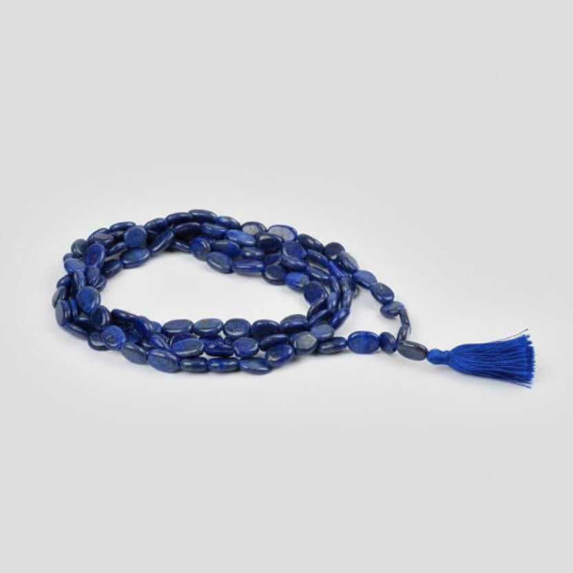 Lapis Lazuli Oval Mala (9 mm)-54 Beads
