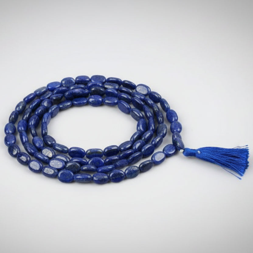 Lapis Lazuli Oval Mala (9 mm)-108+1 Beads