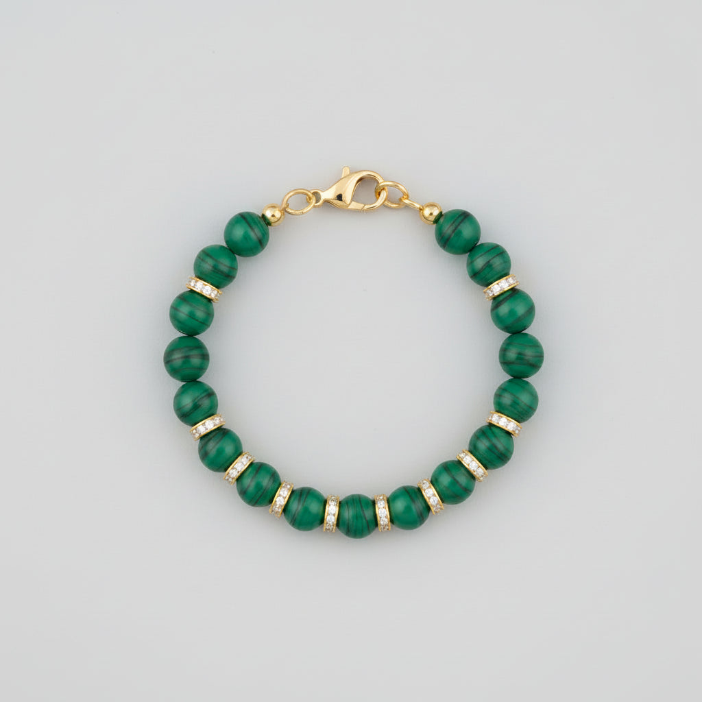 Malachite Bracelet Gold Polish