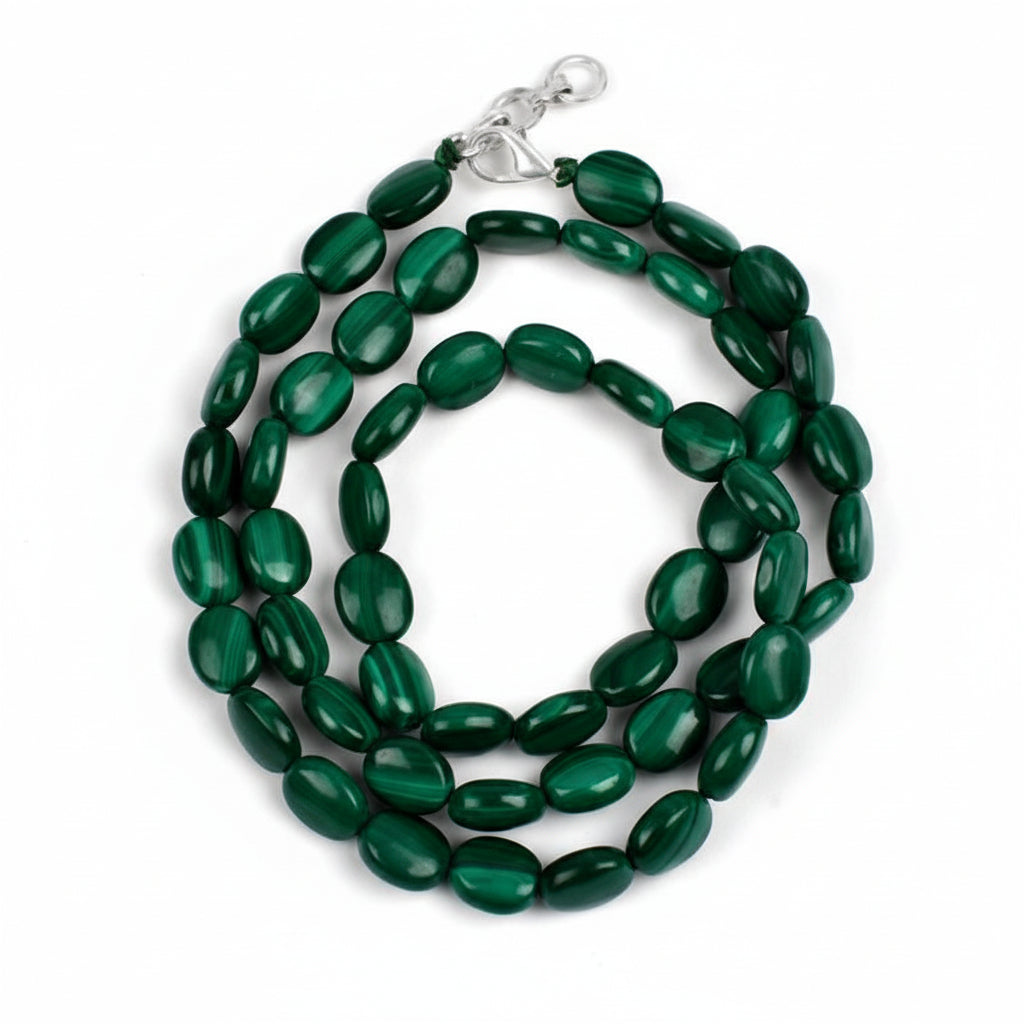 Malachite Oval Mala (8 mm to 10 mm)