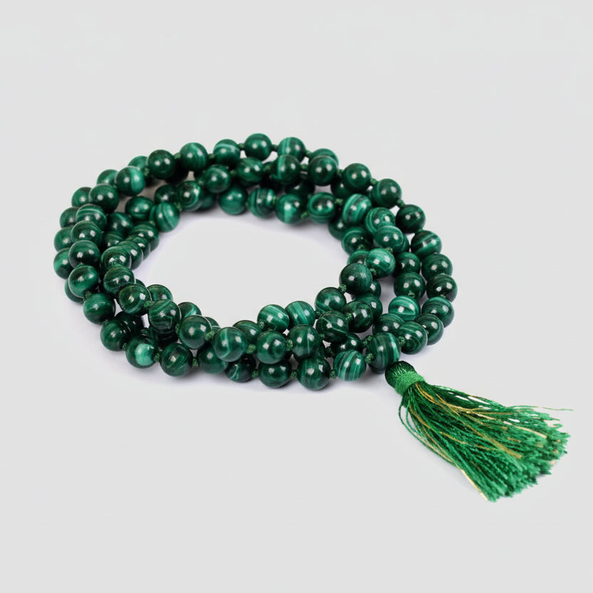 Malachite Round Mala (6 mm)-108+1 Beads