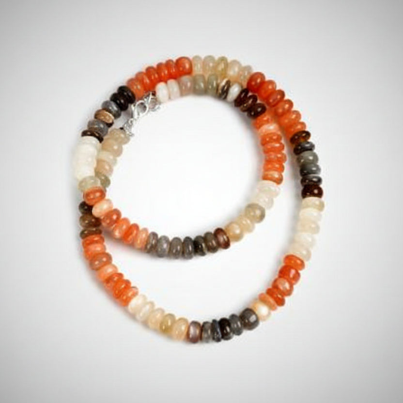 Moonstone Button Shaped Multicolor Mala