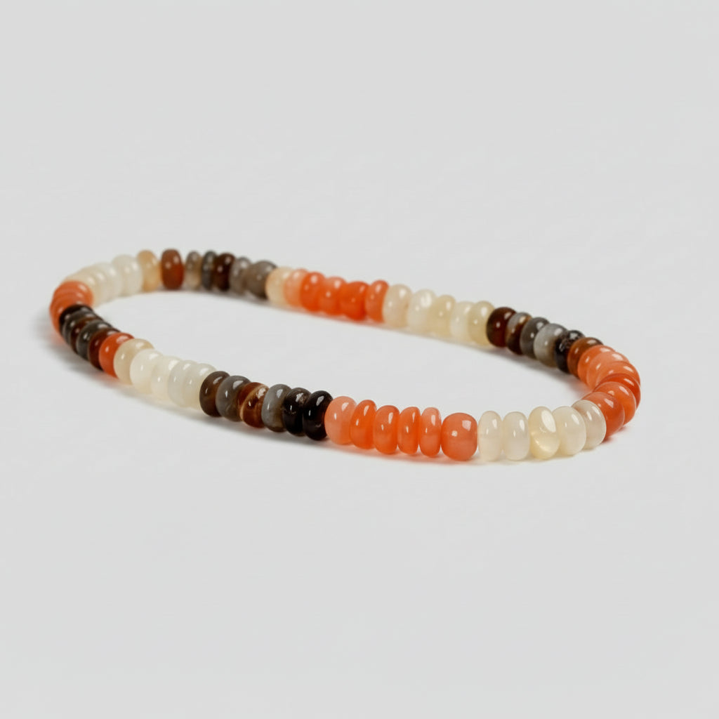 Moonstone Button Shaped Multicolor Mala