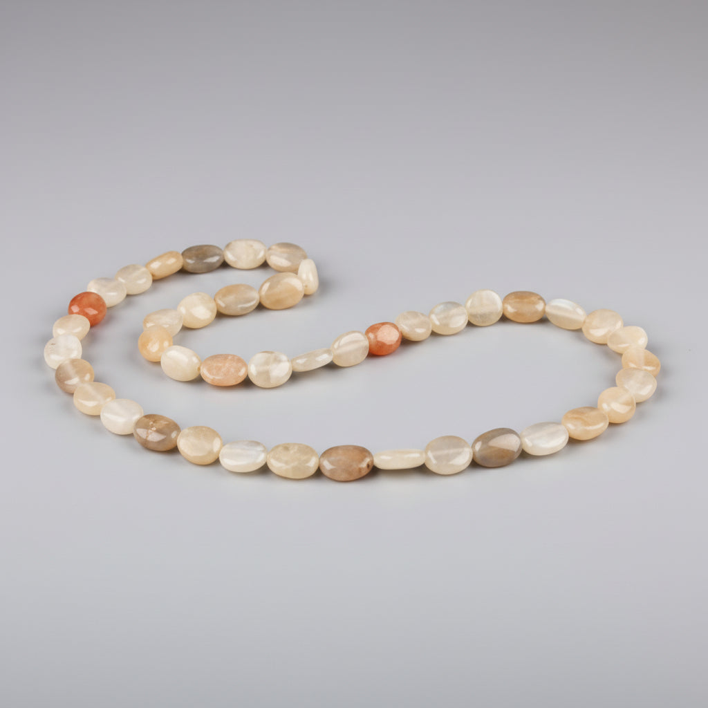 Moonstone Oval Mala (9 mm)-108 Beads