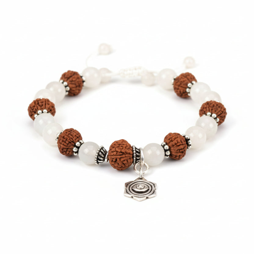 10 Mukhi Rudraksha and Moonstone Bracelet - I