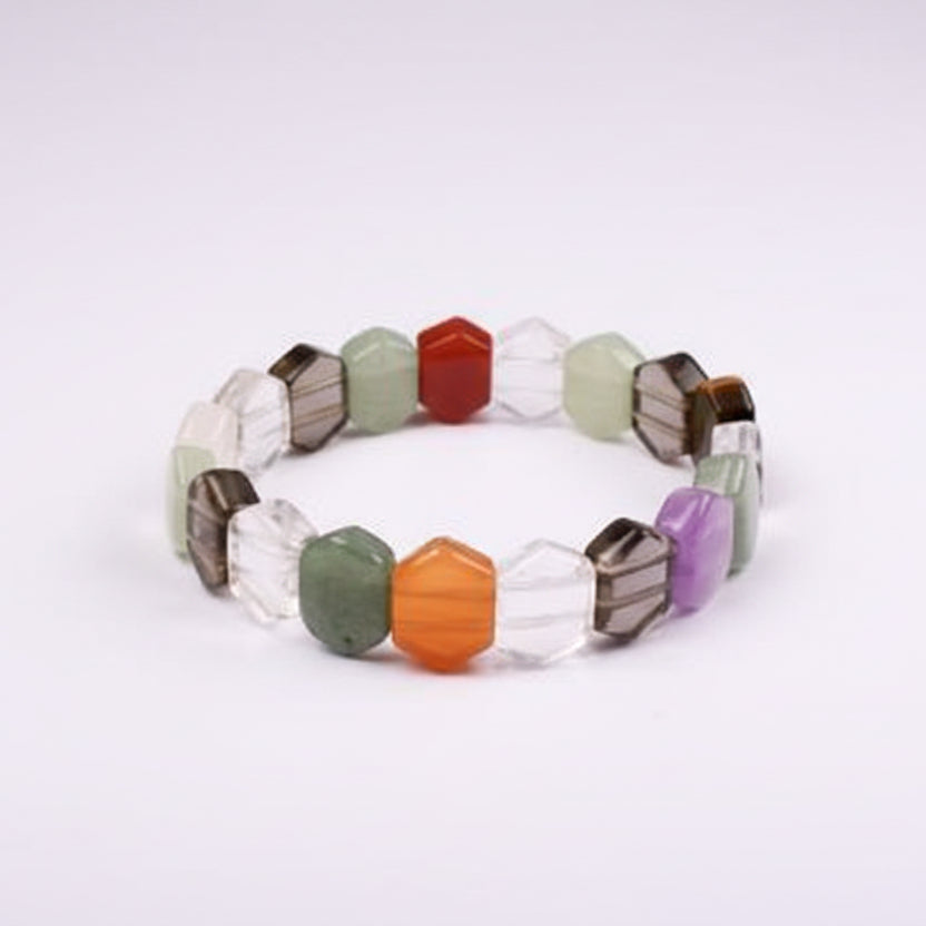 Navratna Bracelet (Hexagon Beads)-Elastic