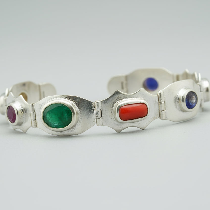 Navratna Flat Chain Bracelet