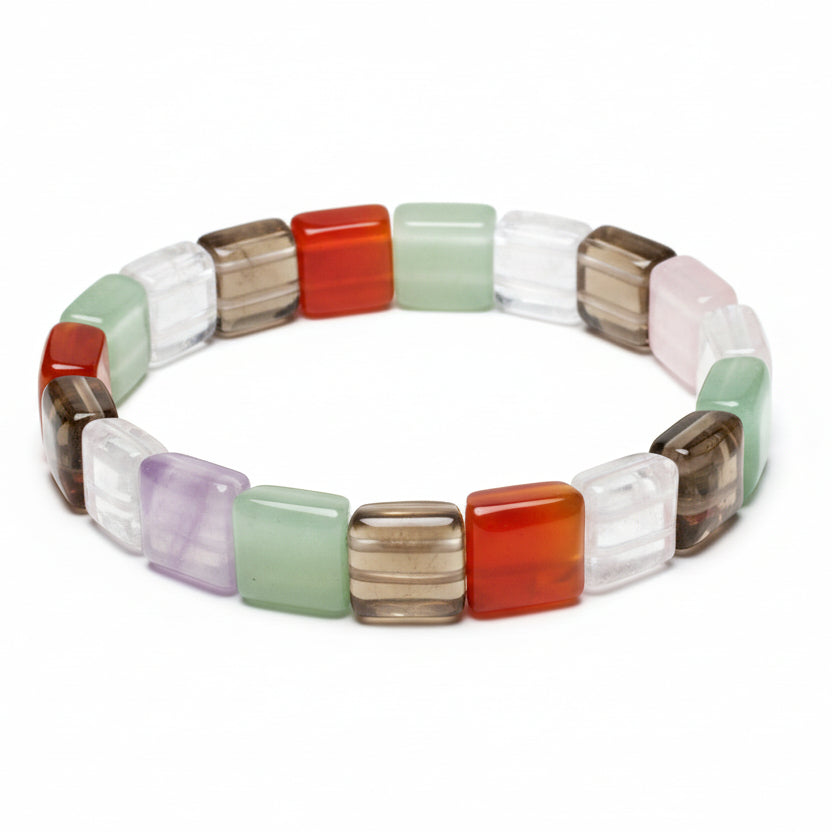 Navratna Gemstone Bracelet-Cushion Beads