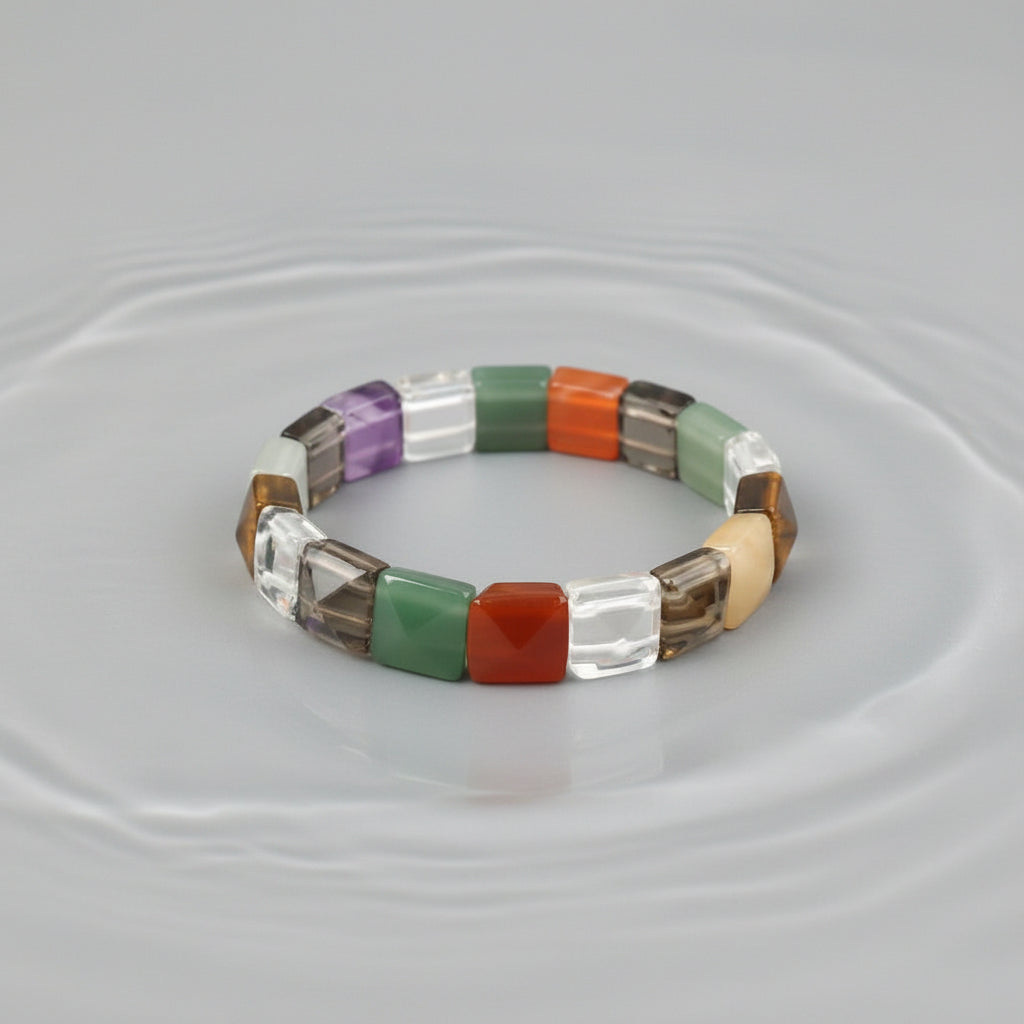 Navratna Gemstone Bracelet Square Beads