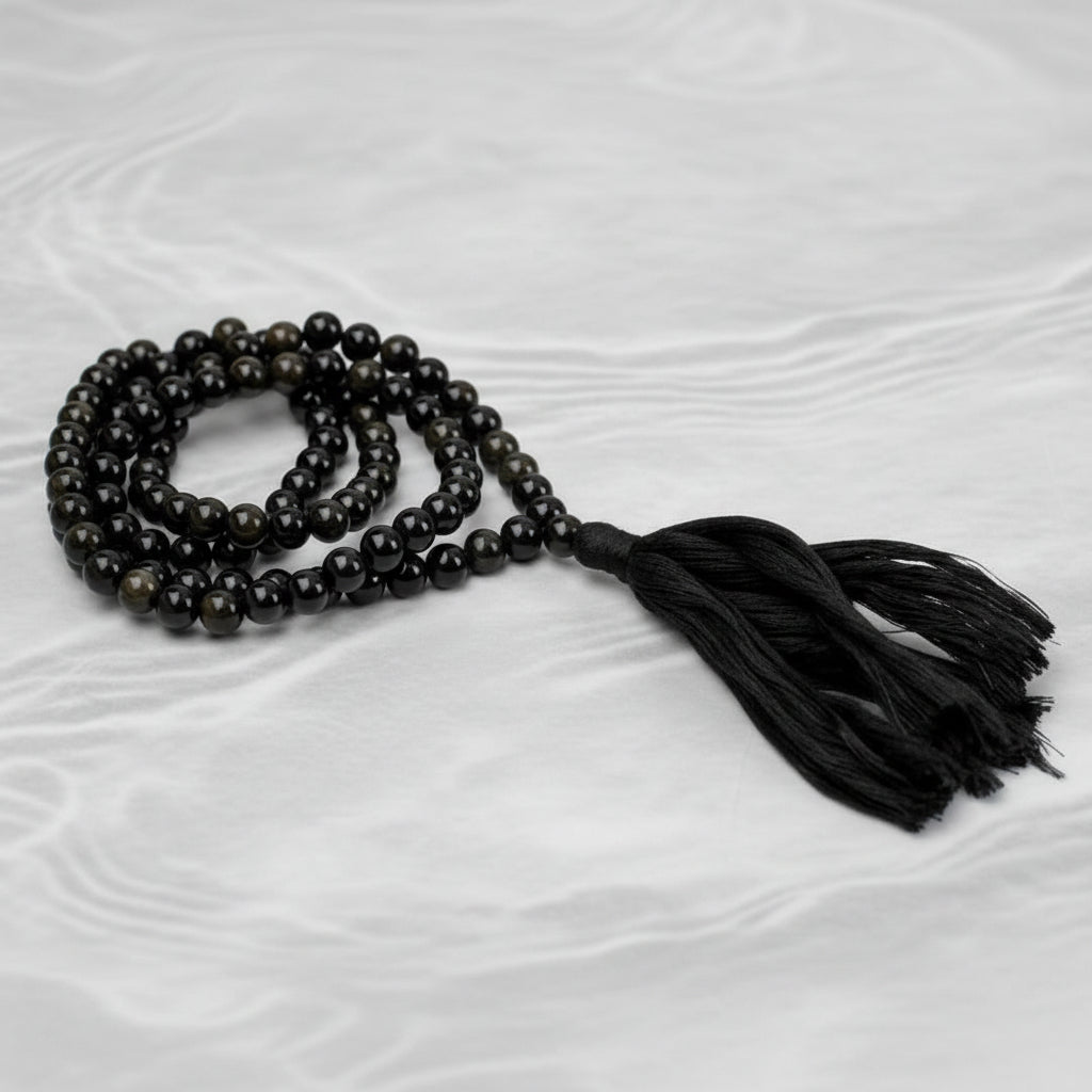Obsidian Round Mala (8 mm)