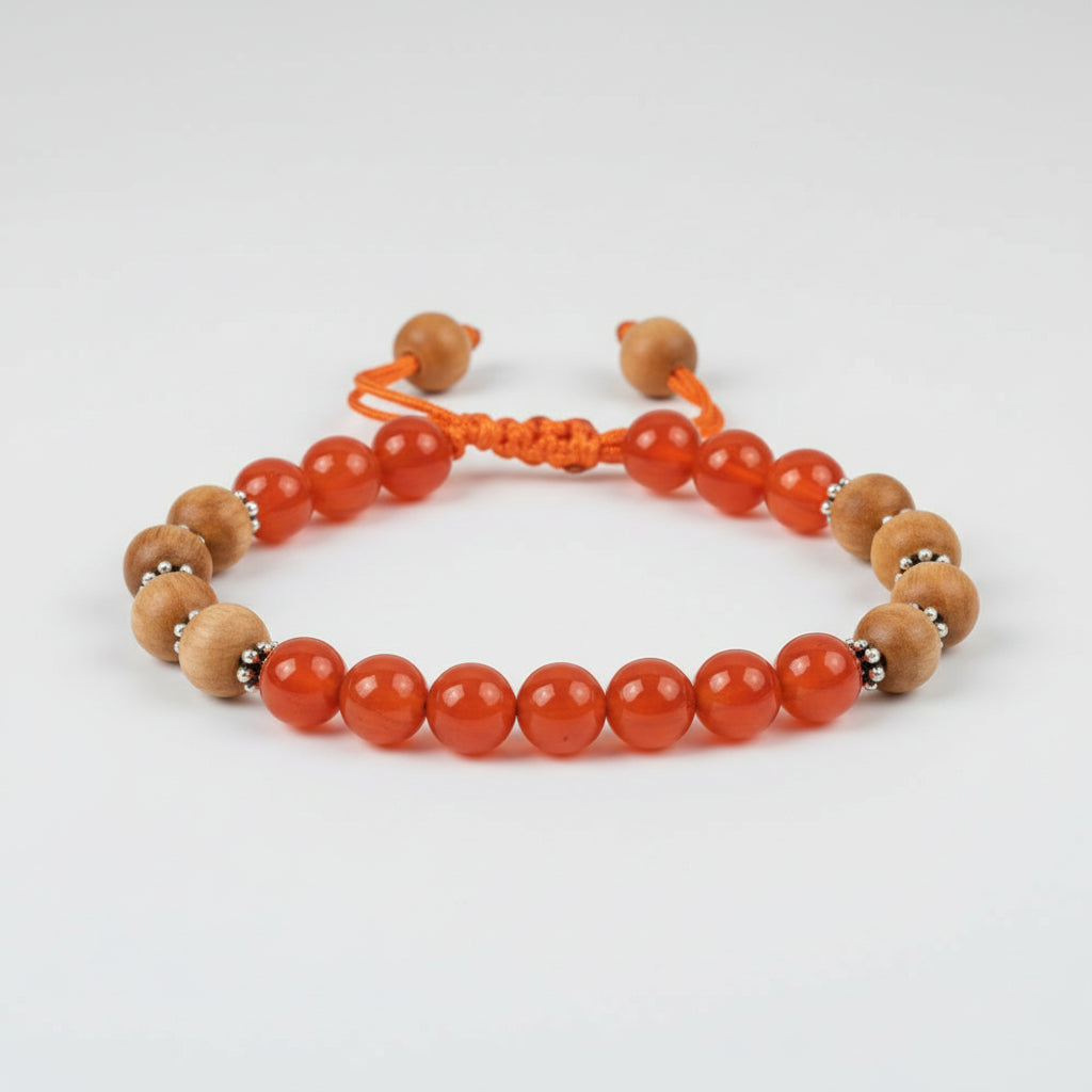 Orange Carnelian and White Sandal Bracelet