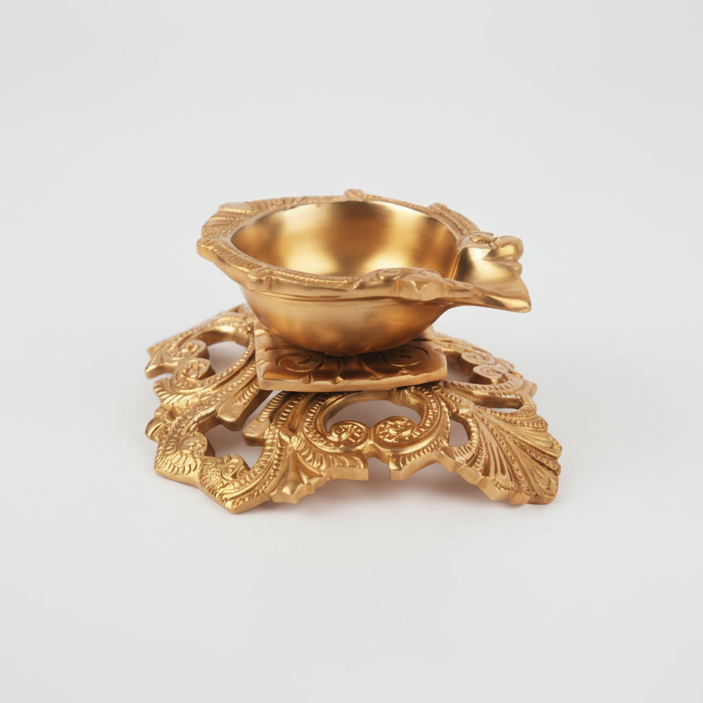 Antique Brass Diya-One Piece