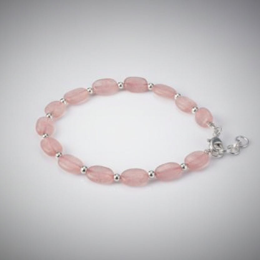 Oval Rose Quartz Bracelet (Design I)