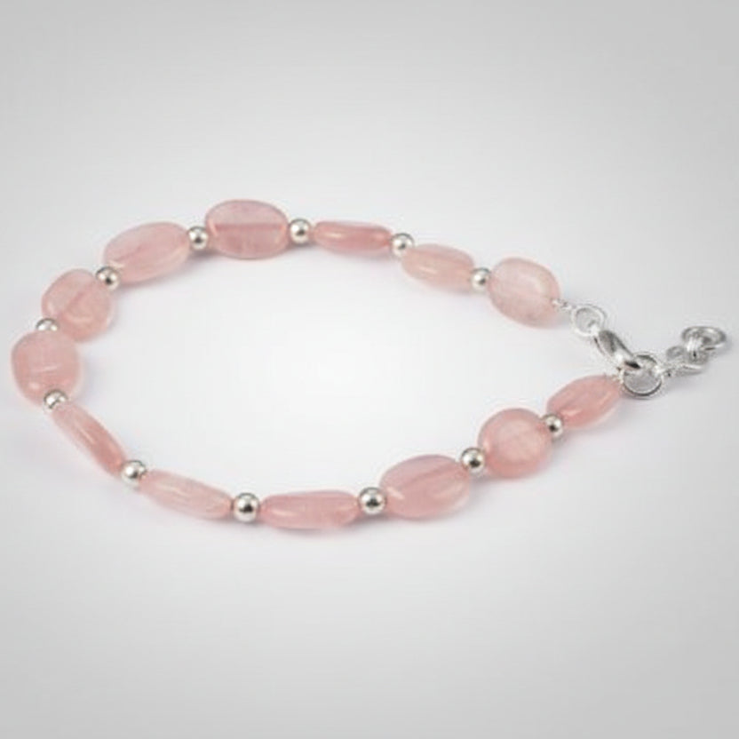 Oval Rose Quartz Bracelet (Design I)