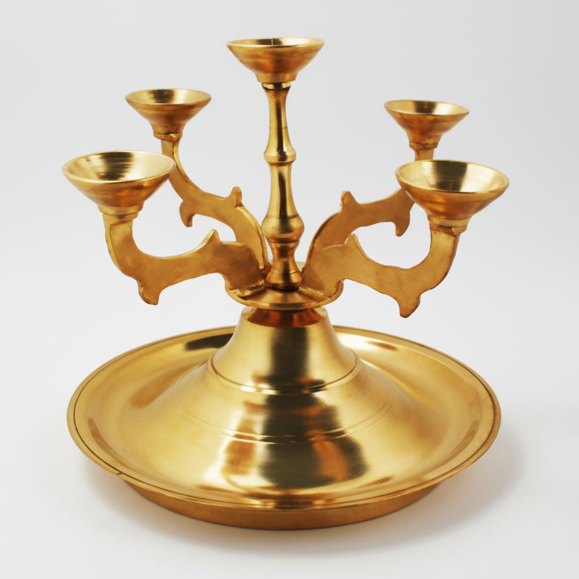 Panch Diya Lamp In Brass-Set of 2