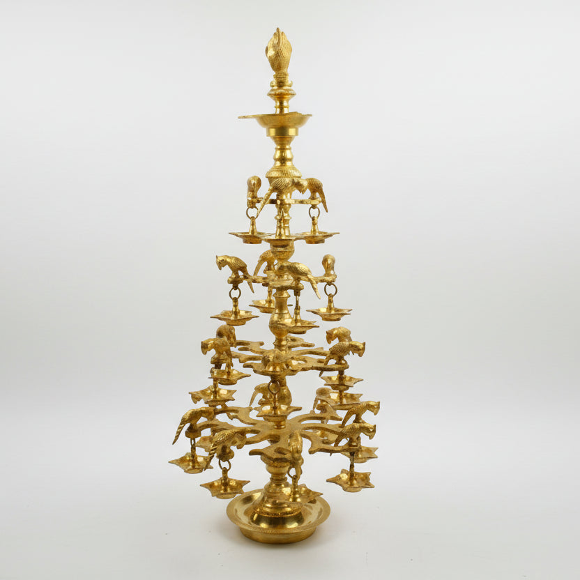 Parrot Multiple Oil Lamp In Brass