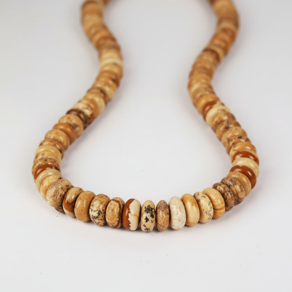 Picture Jasper Necklace (Elliptical Beads)