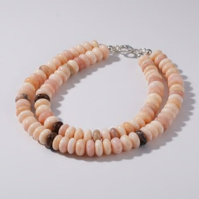 Pink Opal Necklace (Elliptical Beads)