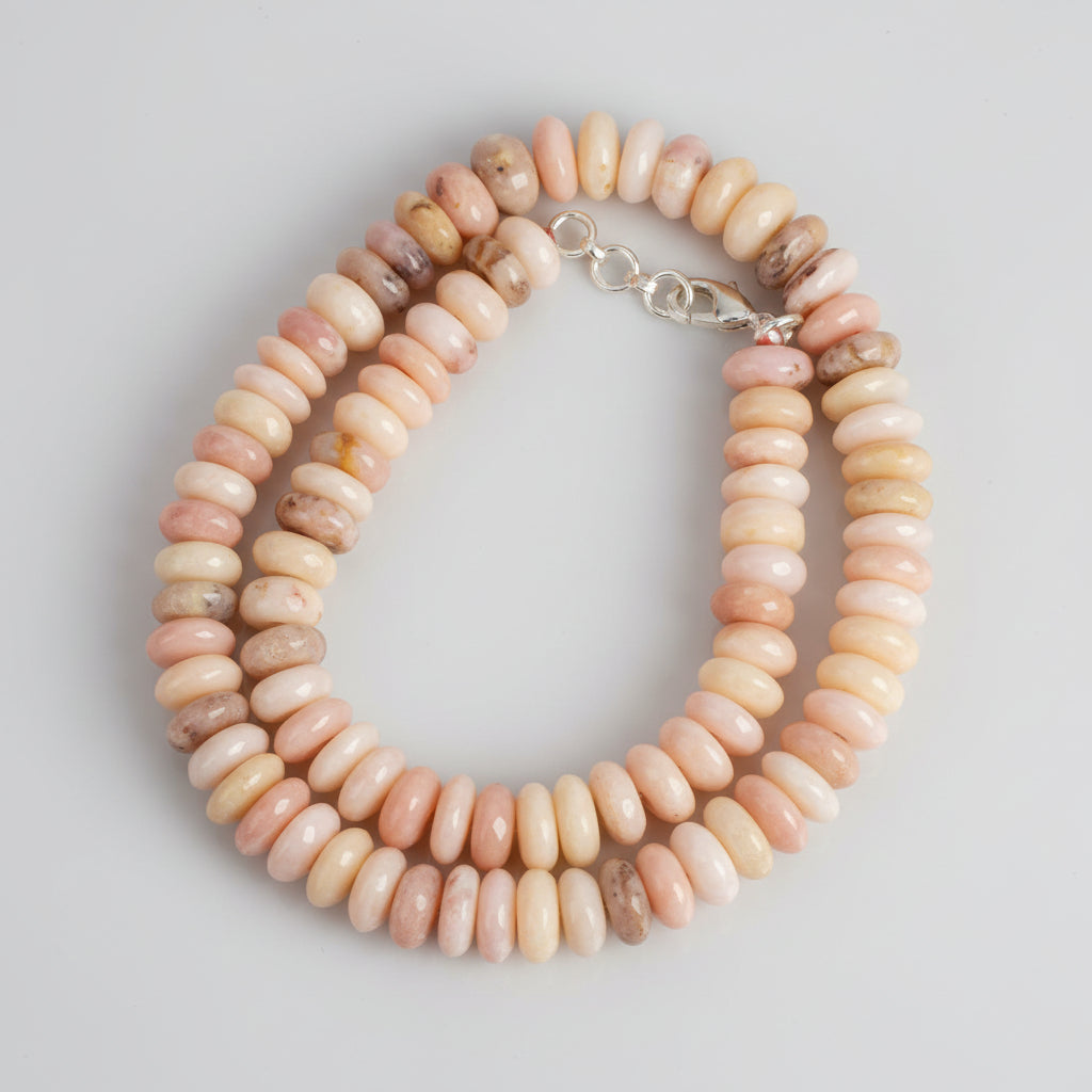 Pink Opal Necklace (Elliptical Beads)