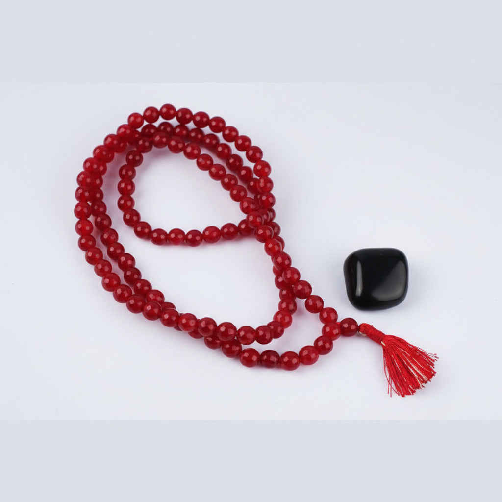 Red Agate Faceted Mala (8 mm)