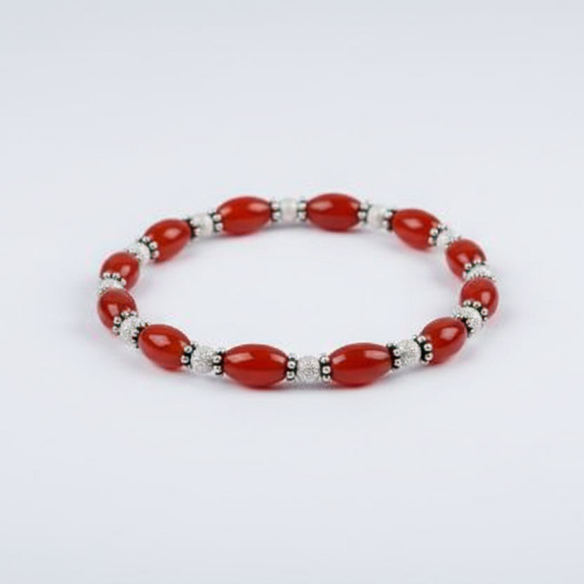 Red Carnelian drum Shape Bracelet (Design II)