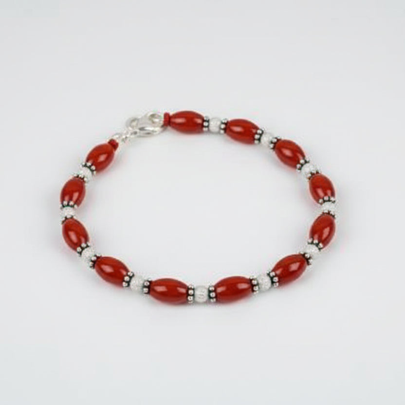 Red Carnelian drum Shape Bracelet (Design II)