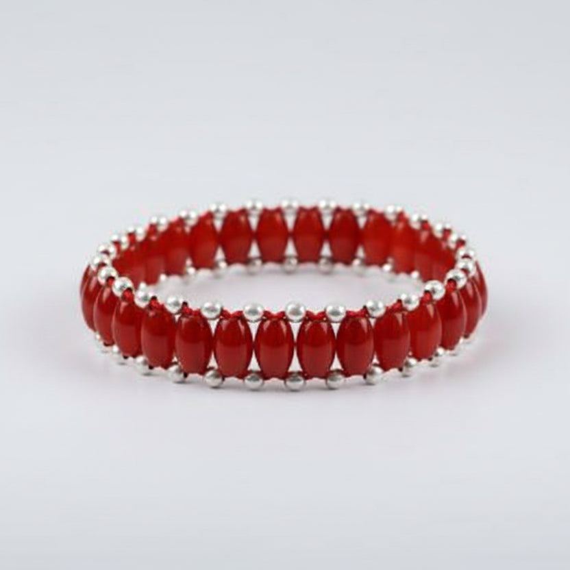Red Carnelian drum Shape Bracelet (Design III)