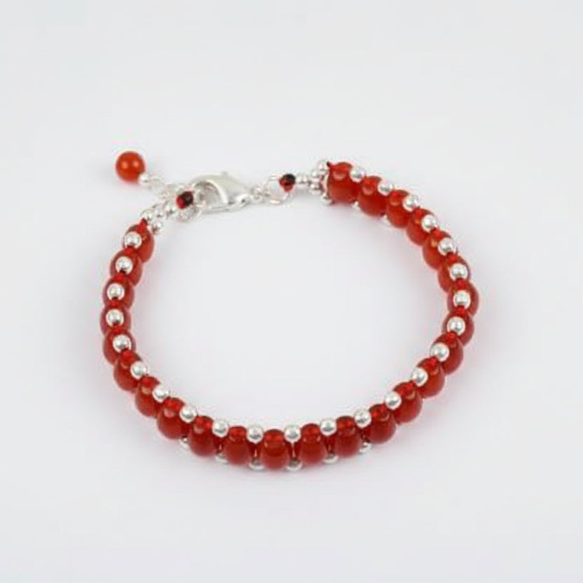 Red Carnelian drum Shape Bracelet (Design III)