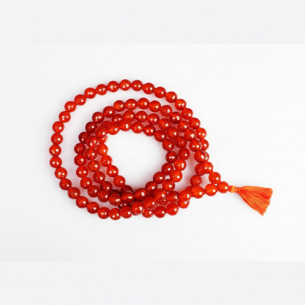 Red Carnelian Faceted Mala (10 mm)-72 Beads