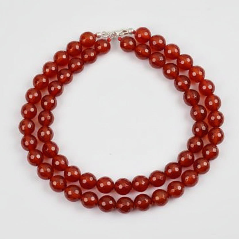Red Carnelian Faceted Mala (10 mm)-108+1 Beads