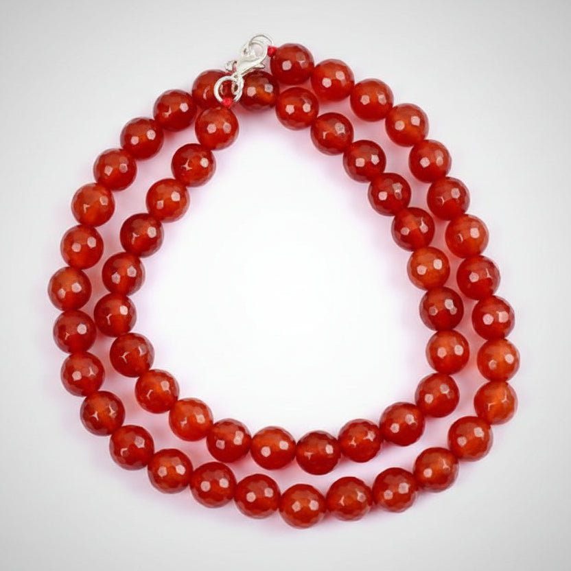 Red Carnelian Faceted Mala (10 mm)-54 Beads