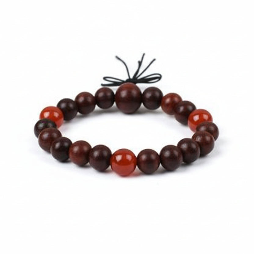 Red Sandalwood & Orange Carnelian Bracelet (II)-Elastic