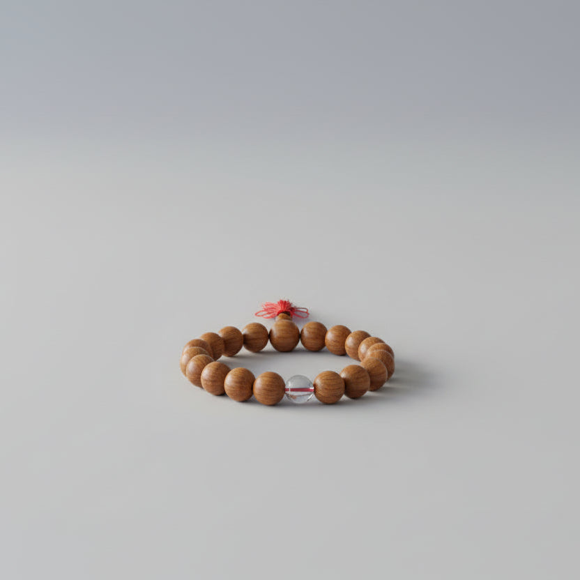 Red Sandalwood & Sphatik Beads Bracelet-Elastic