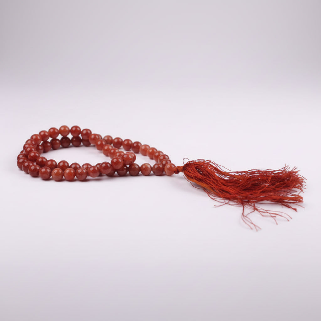 Red Sunstone Round Mala (8 mm)