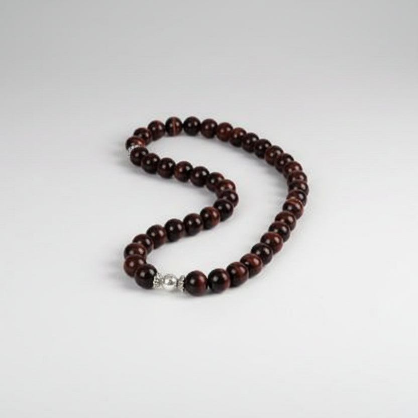 Red Tiger Eye Round Mala (12 mm)-108+1 Beads