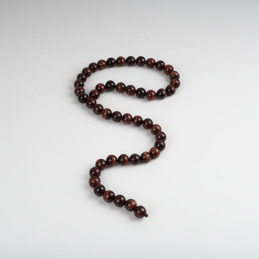 Red Tiger Eye Round Mala (12 mm)-54 Beads