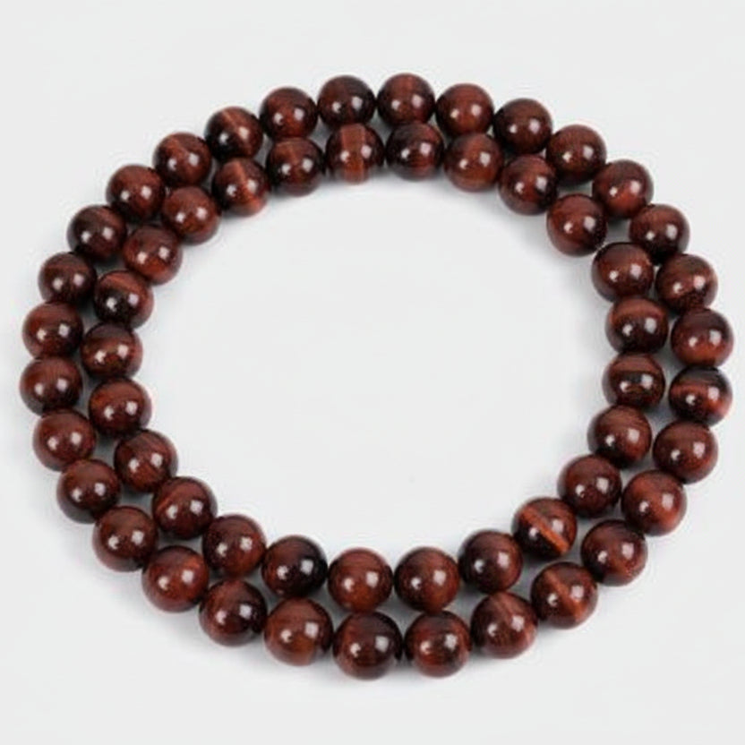 Red Tiger Eye Round Mala (12 mm)-108+1 Beads